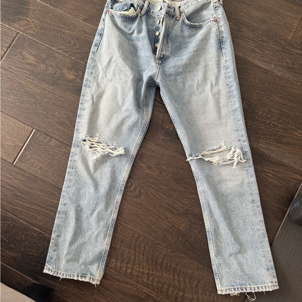 AGOLDE Riley Distressed Light Blue Jeans size 27